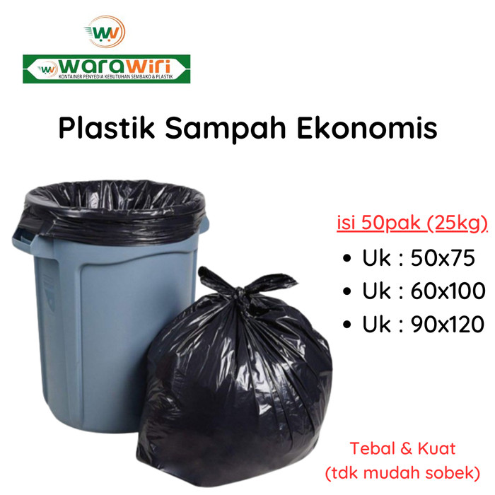 Jual Plastik Sampah HDPE Uk 50 60 90 Trash Bag Kantong Sampah Hitam