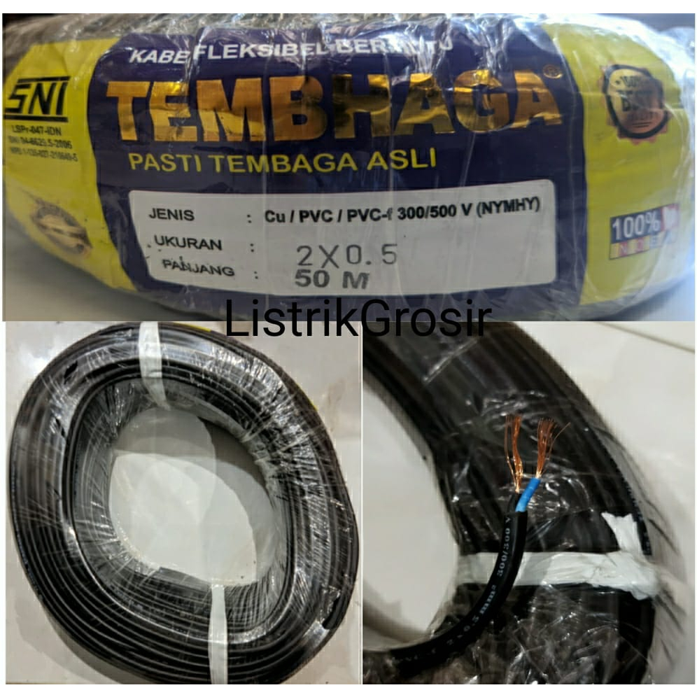 Jual Kabel Listrik 50M Serabut NYMHY NYYHY 2x0 5mm 2x0 5 SNI Hitam 50 M