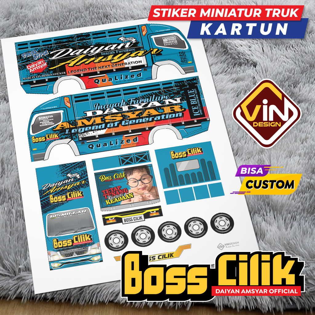 Jual STIKER MINIATUR TRUK BOSS CILIK BOSS KECIL POLA STICKER