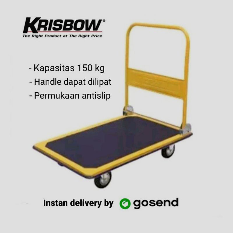 Jual KRISBOW TROLI BARANG STEEL PLASTIK FOLDABLE FLATFORM HANDTRUCK 150