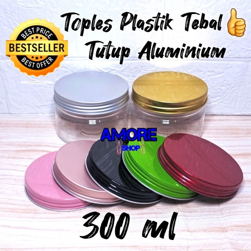 Jual Toples Plastik 300ml Tutup ALUMINIUM ALUMUNIUM Jar Premium Tabung