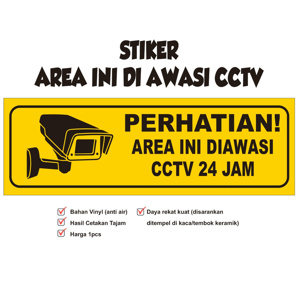 Jual Stiker Vinyl Area Diawasi Cctv Jam Stiker Vinyl Cctv Shopee