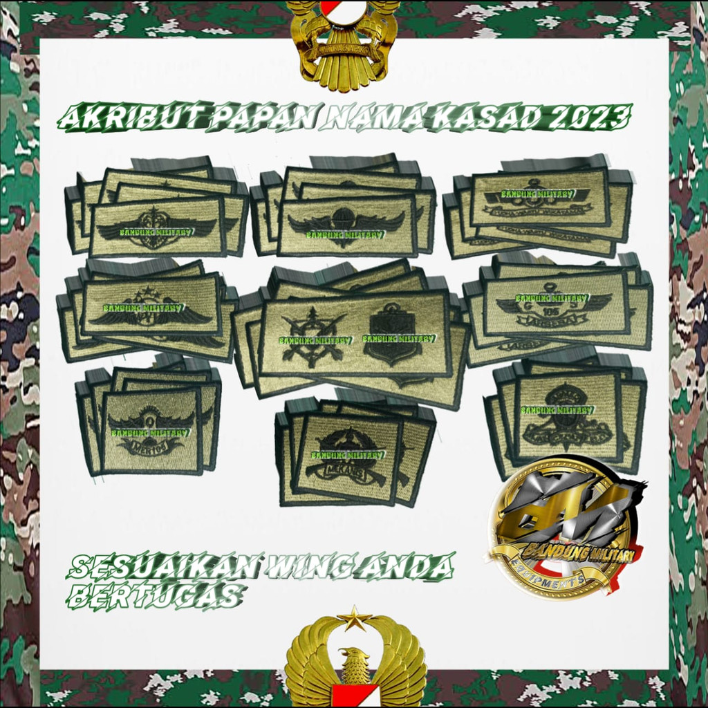 Jual Papan Nama Wing Pdl Tni Ad Terbaru Bordir Akribut Seragam Model