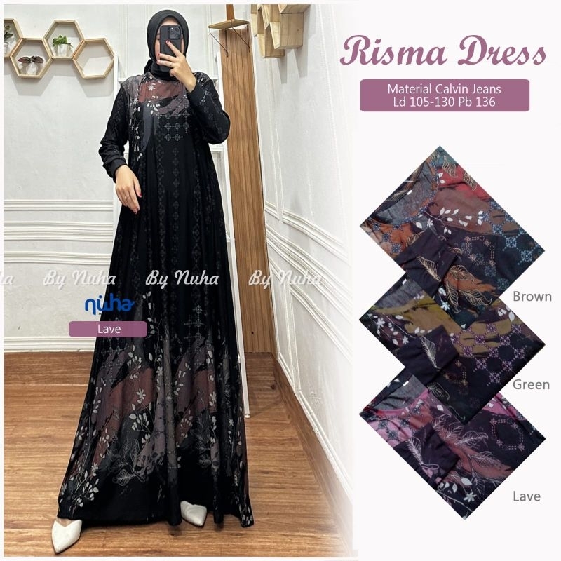 Jual RISMA DRESS GAMIS MUSLIMAH TERLARIS 2023 GAMIS CALVIN JEANS MOTIF