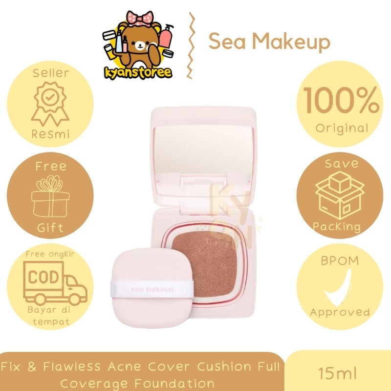 Jual SEA MAKE UP FIX AND FLAWLESS ACNE COVER CUSHION FULL COVERAGE