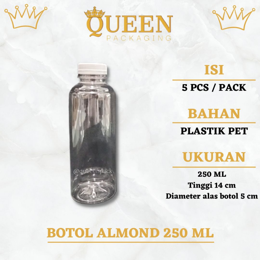 Jual 5 PCS BOTOL PLASTIK ALMOND 250 ML BOTOL PLASTIK 250 ML BOTOL