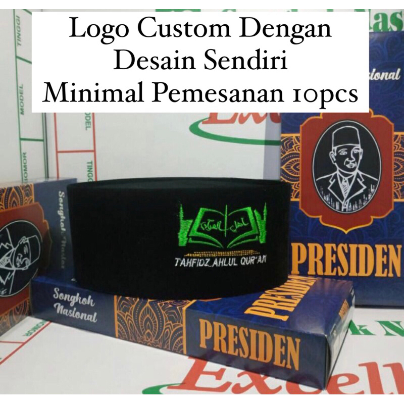 Jual BORDIR CUSTOM Songkok Request Logo Bijian Peci Logo Logo