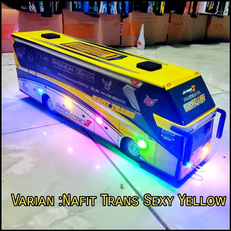 Jual Mainan Miniatur Bus Telolet Basuri Nafit Trans Full Lampu Shopee