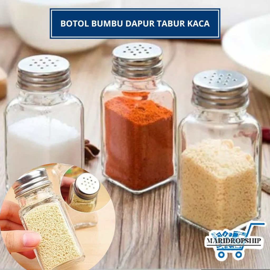 Jual BOTOL BUMBU DAPUR TABUR KACA TEMPAT BUMBU DAPUR GARAM MERICA