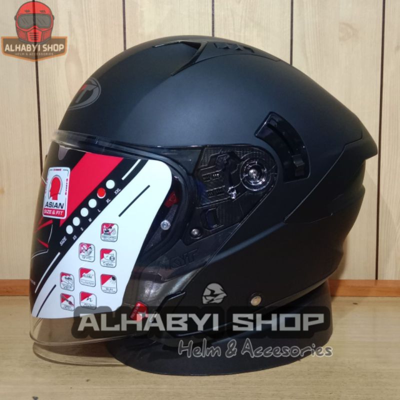 Jual Helm Kyt Nfj Solid Black Doff Half Face Double Visor Helm Sni