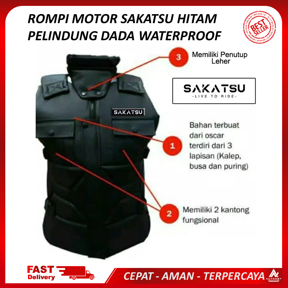 Jual Rompi Motor Sakatsu Pelindung Dada Anti Masuk Angin Waterproof