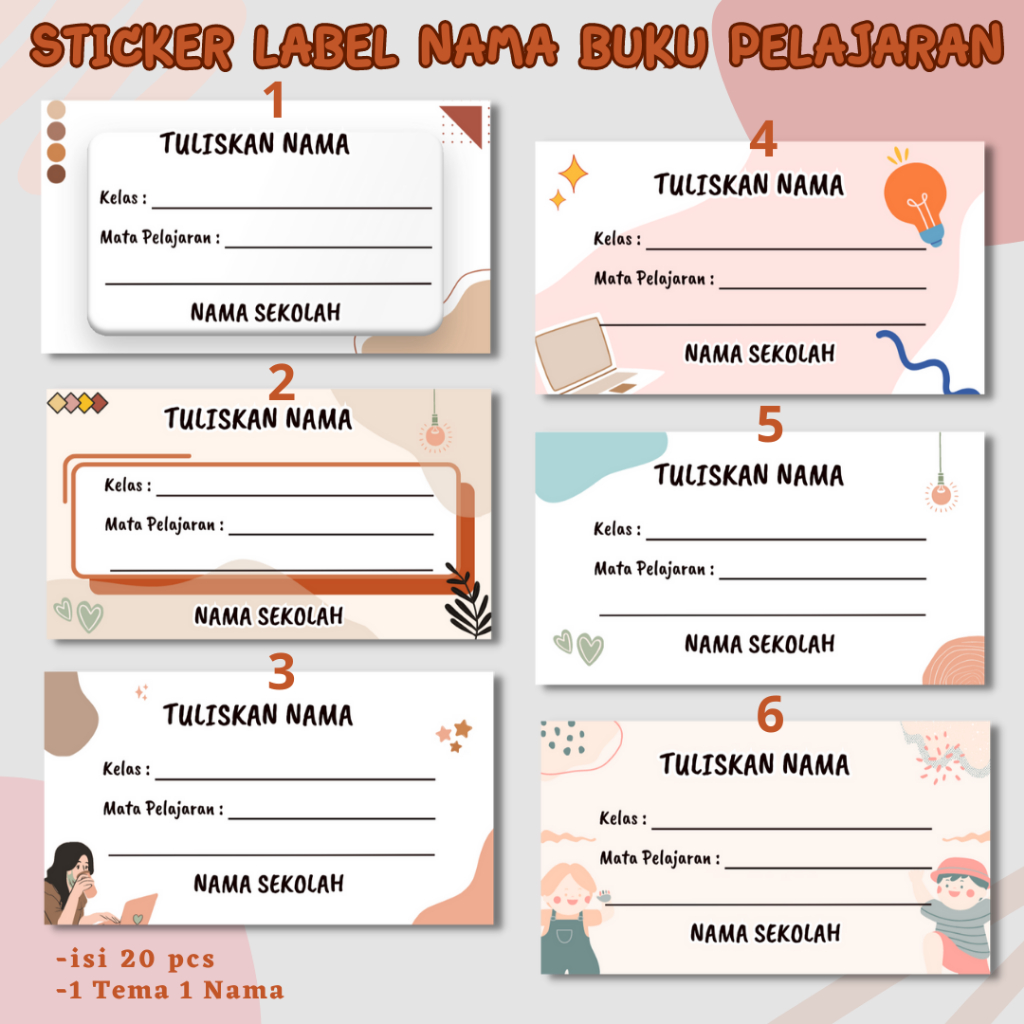 Jual Sticker Stiker Label Nama Buku Pelajaran Costum Murah Shopee