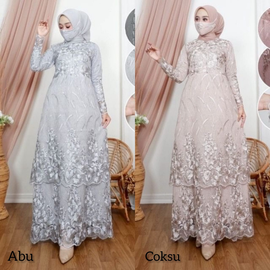 Jual New Product Free Masker Gamis Dafi Dress Susun Full Brukat