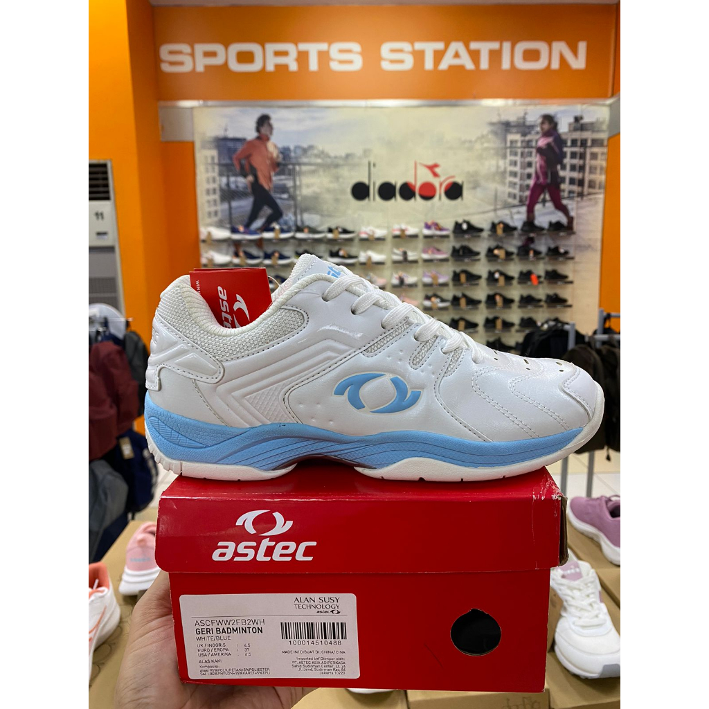 Jual Astec Geri Badminton White Blue Sepatu Bulu Tangkis Unisex