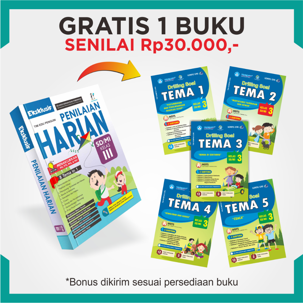 Jual Buku Eksklusif Penilaian Harian Sd Mi Kelas Komplit Tema In