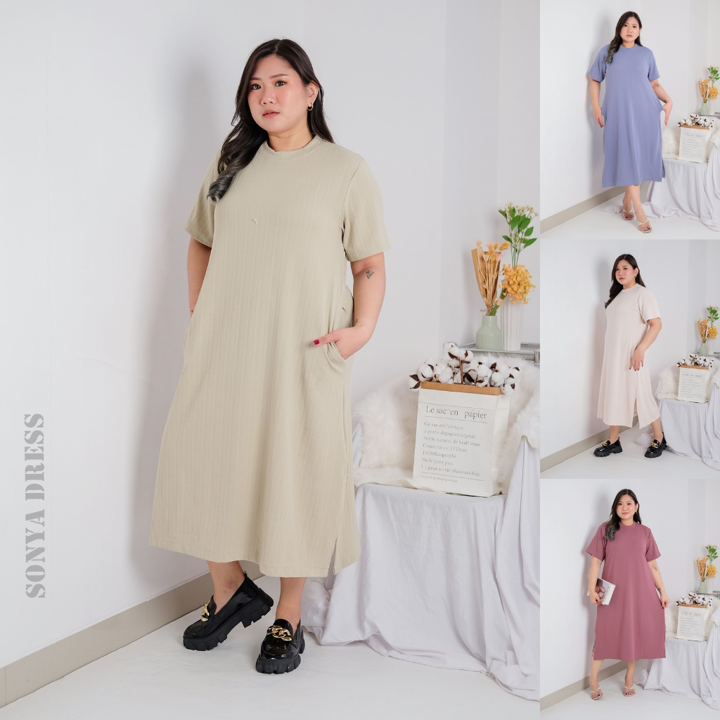 Jual HN Sonya Dress Casual Jumbo Big Size Shopee Indonesia