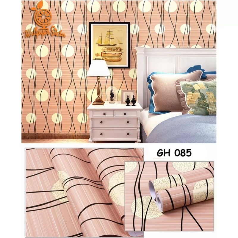 Jual Cod Wallpaper Sticker Dinding Salur Putih Pink Hijau Silver Ungu