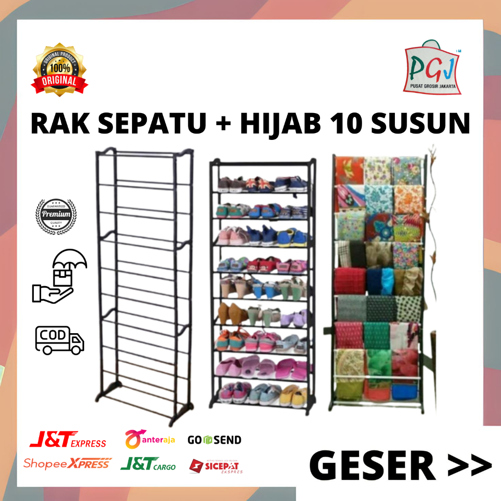 Jual PGJ Rak Sepatu Amazing 10 Susun Kokoh Anti Karat 100926 Rak