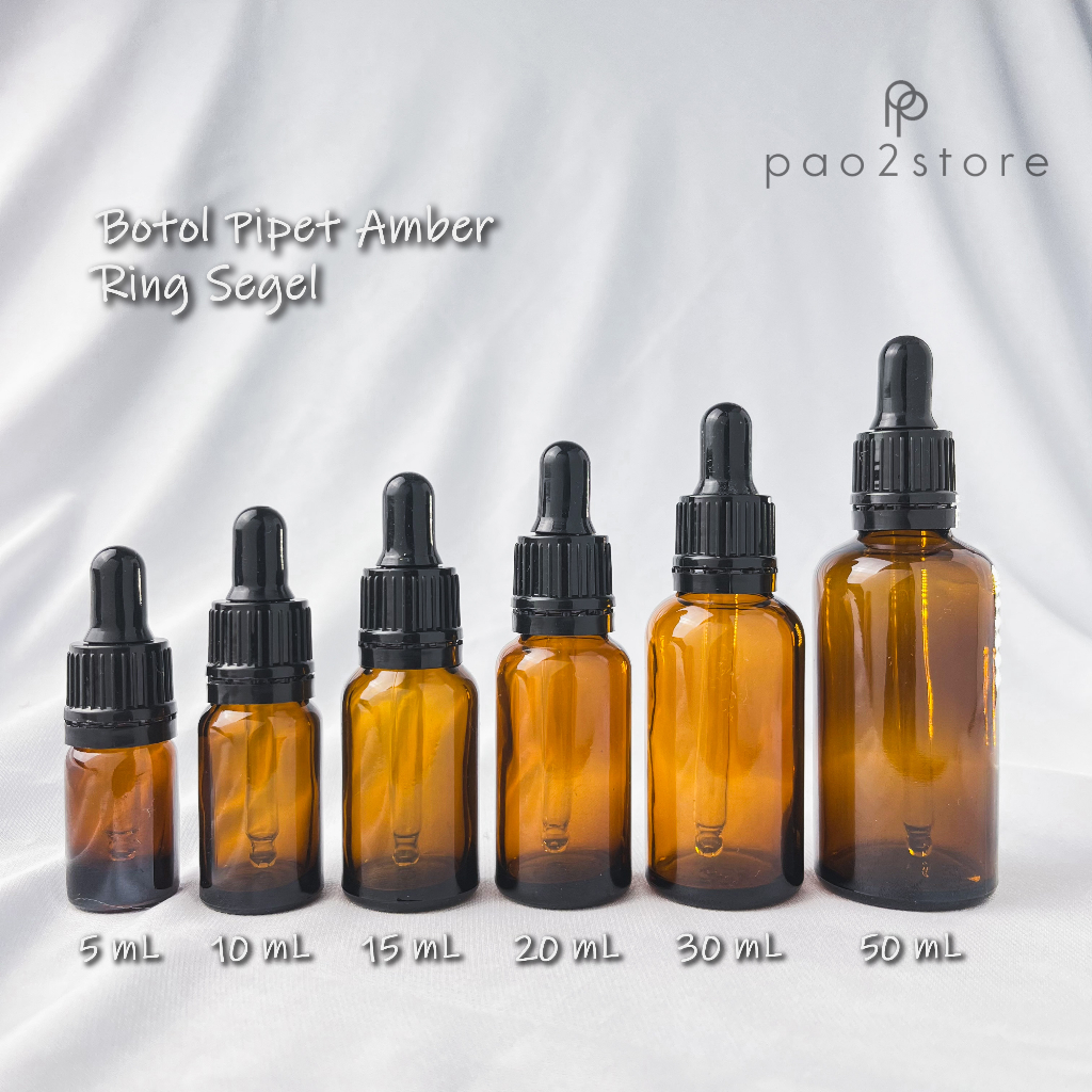 Jual Botol Pipet Dropper Kaca Tebal Amber Coklat Ring Karet Hitam