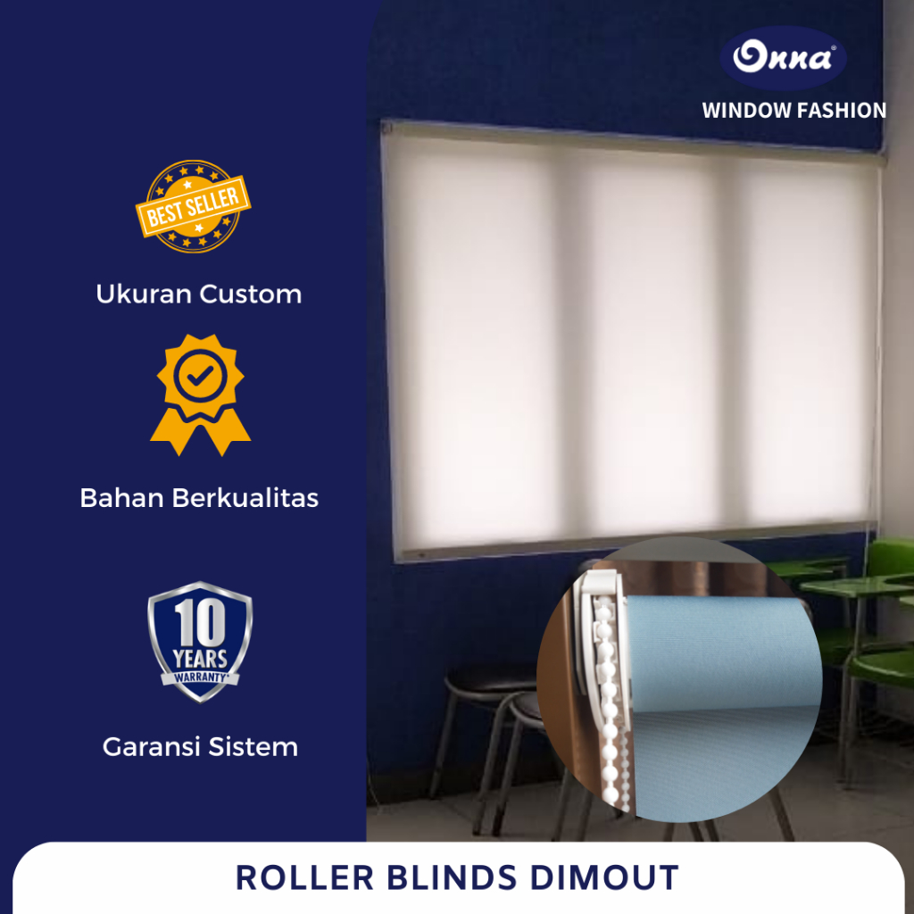 Jual Roller Blinds Onna Dimout Memblok Cahaya Tirai Gorden