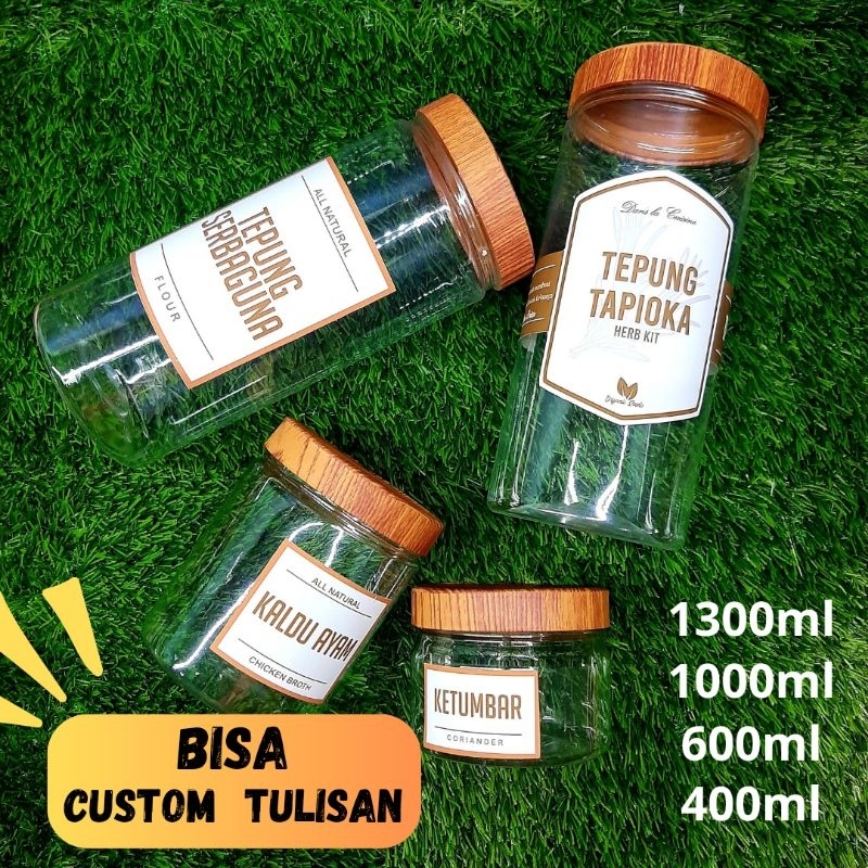 Jual Toples Jar Plastik Free Stiker Waterproof Tutup Motif Kayu Wadah