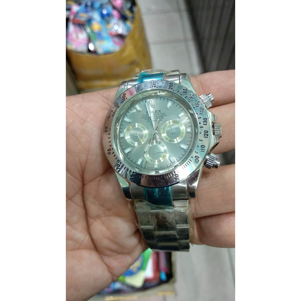 Jual Jam Tangan Pria Automatic Rolex Daytona Chronograph Dial Silver