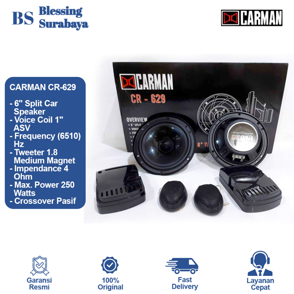 Jual Carman CR 629 Split Speaker Pintu Mobil 250 Watt Shopee Indonesia