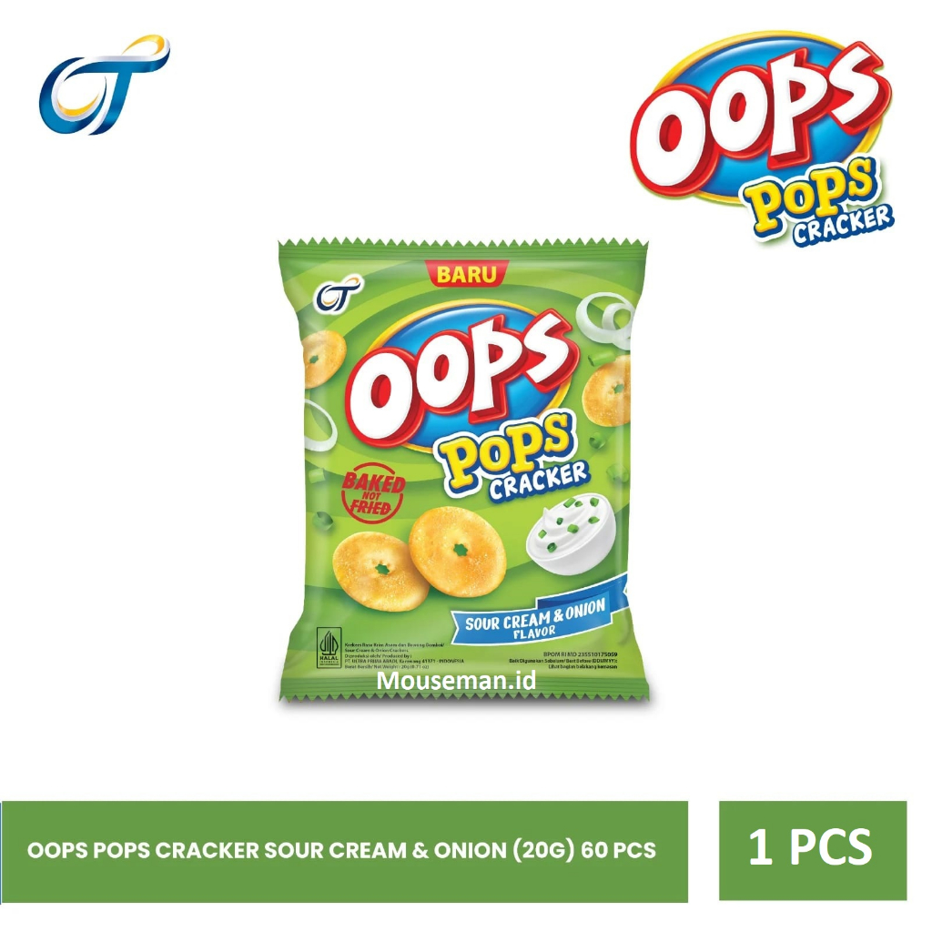 Jual Mouseman Oops Pops Cracker Baked Not Fried Sour Cream Onion