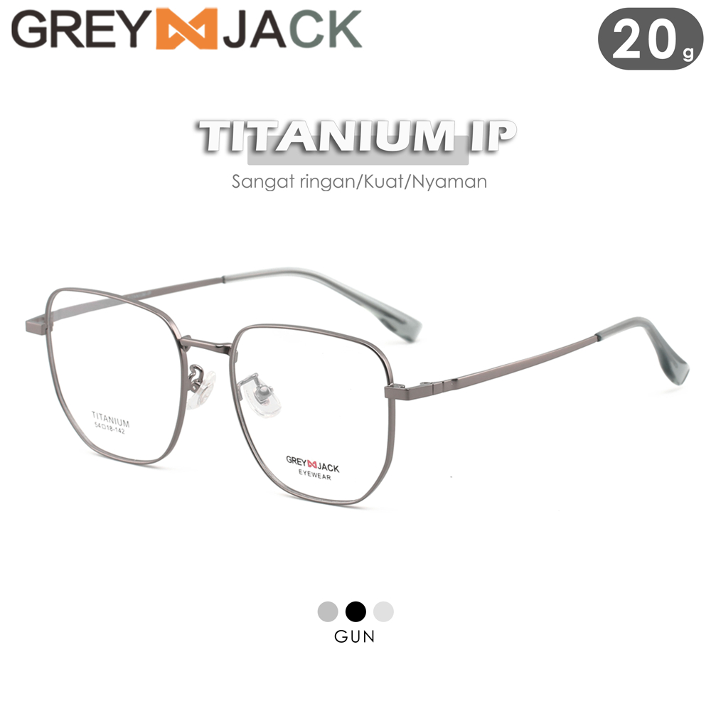 Jual Grey Jack Frame Kacamata Titanium Model Kotak Style Simple Elegant