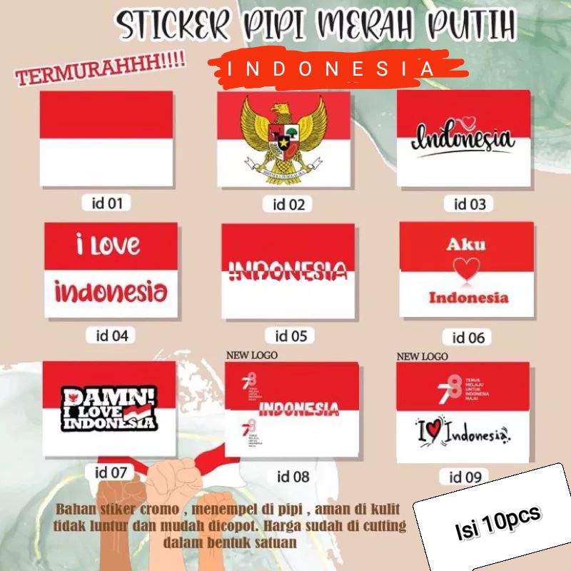 Jual Sticker Pipi Bendera Indonesia Tempelan Pipi Bendera Merah Putih