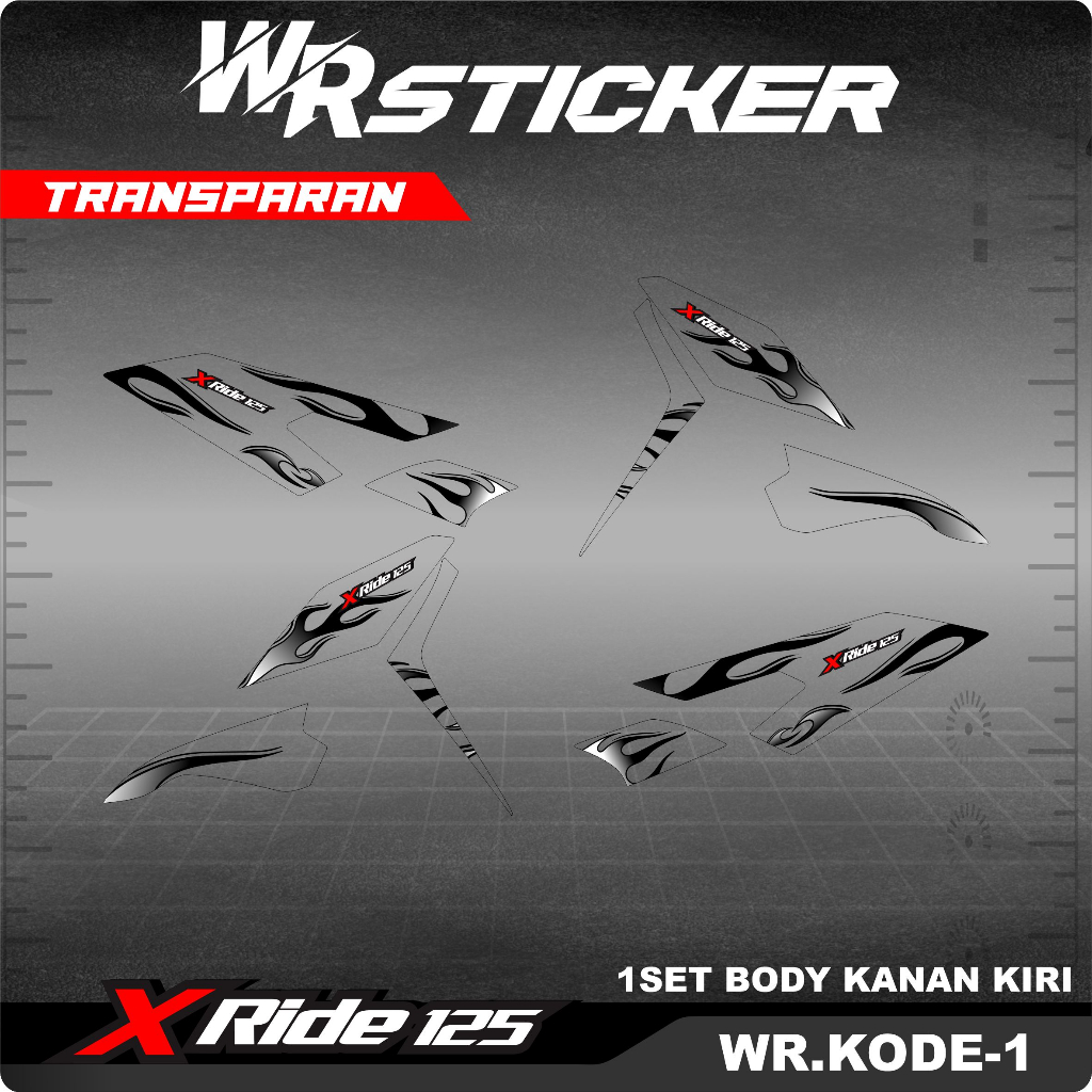 Jual Stiker Transparan Xride New 125 Sticker Decal Motor X Ride Motif