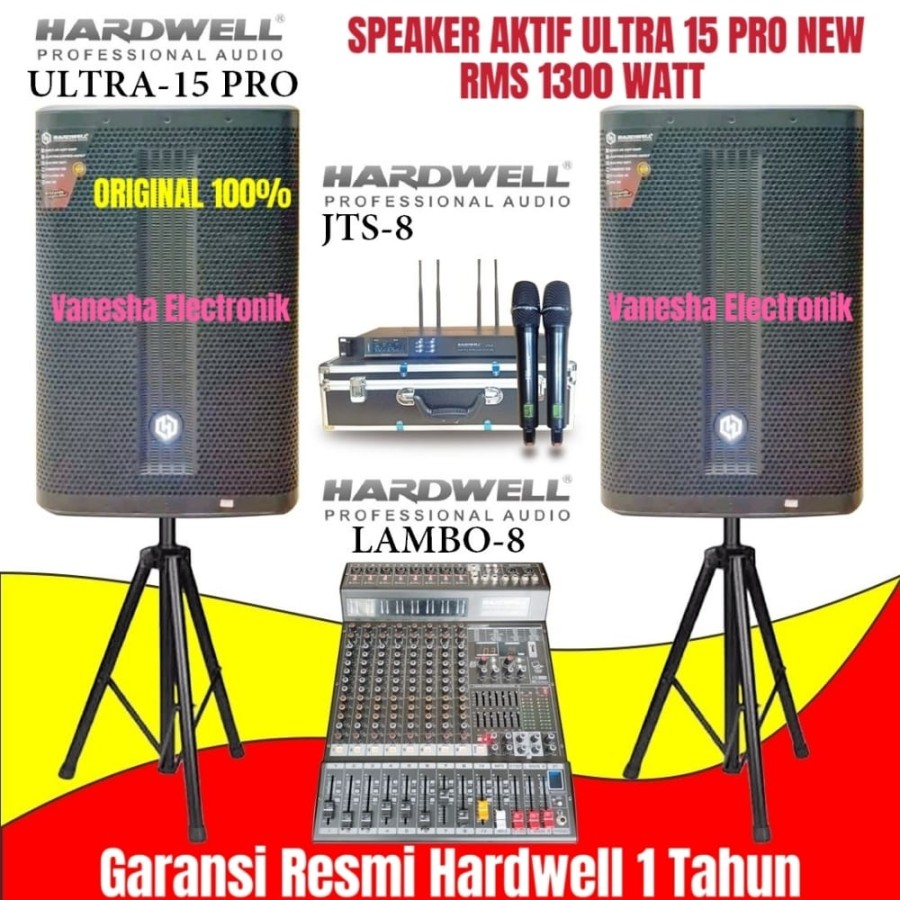 Jual PAKET SOUND SYSTEM SPEAKER AKTIF 15 INCH HARDWELL ULTRA 15 PRO