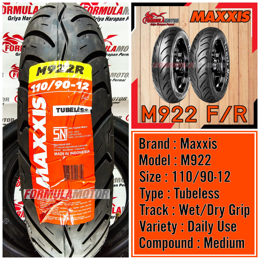 Jual 110 90 12 Ban Maxxis M922 M922R Tubeless Ban Belakang Scoopy