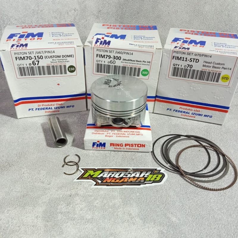 Jual PISTON FIM PIN 14 60 61 62 63 64 65 66 66 5 68 70 CUSTOM DOME