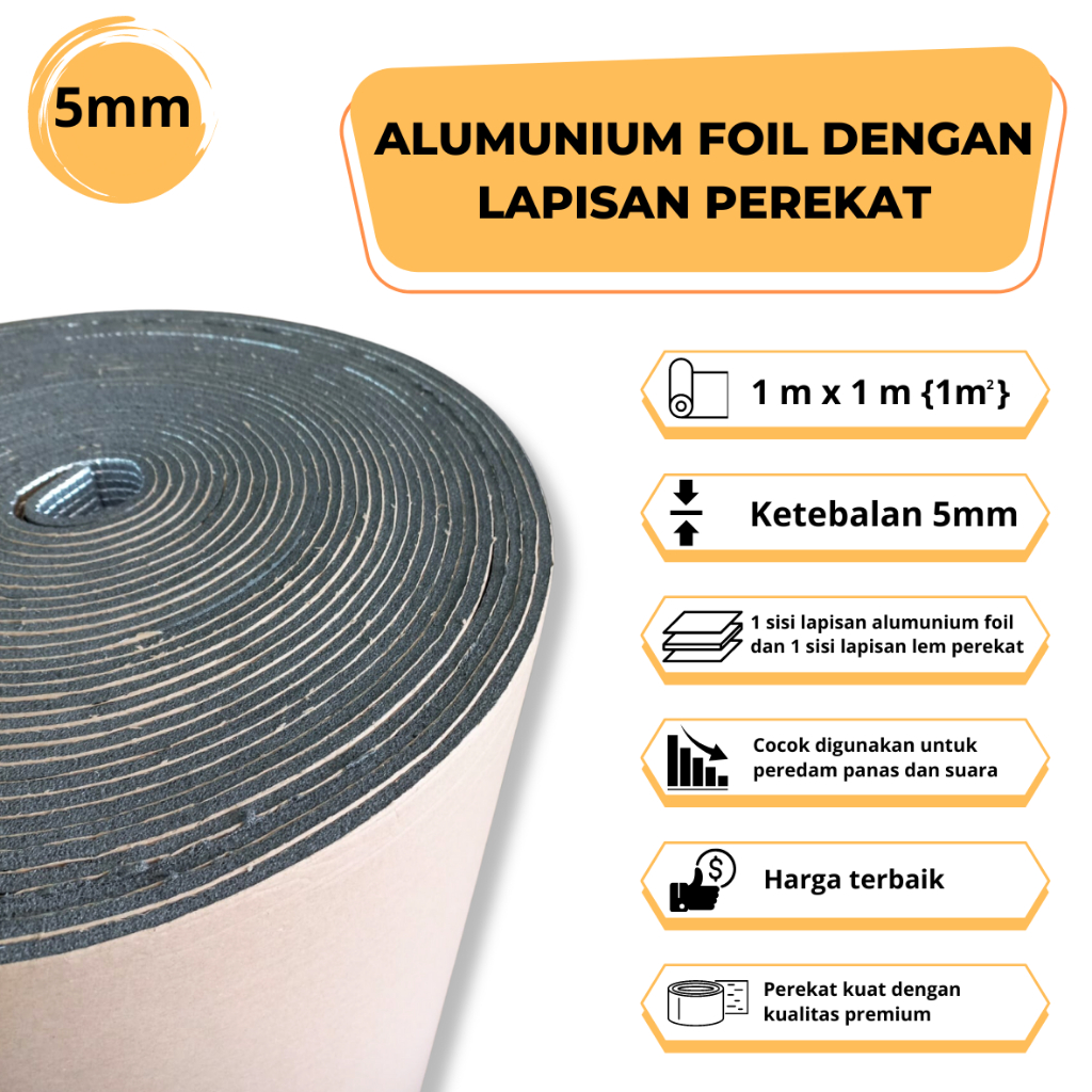 Jual PEREDAM PANAS KAP MESIN MOBIL UNIVERSAL TEBAL 5mm LEBAR 1Meter