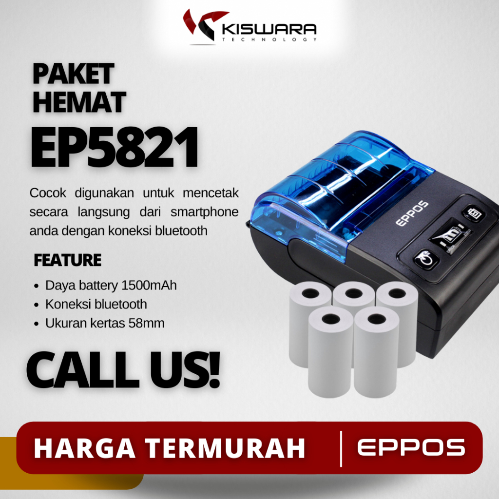 Jual Printer Bluetooth Kasir Thermal Mm Ep Bonus Roll Kertas