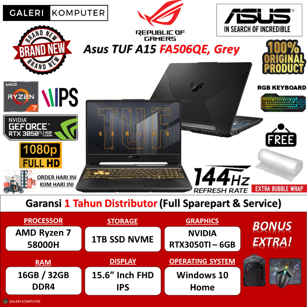 Jual Gaming Laptop Asus Tuf A Fa Qe Amd Ryzen H Gb Tb Ssd