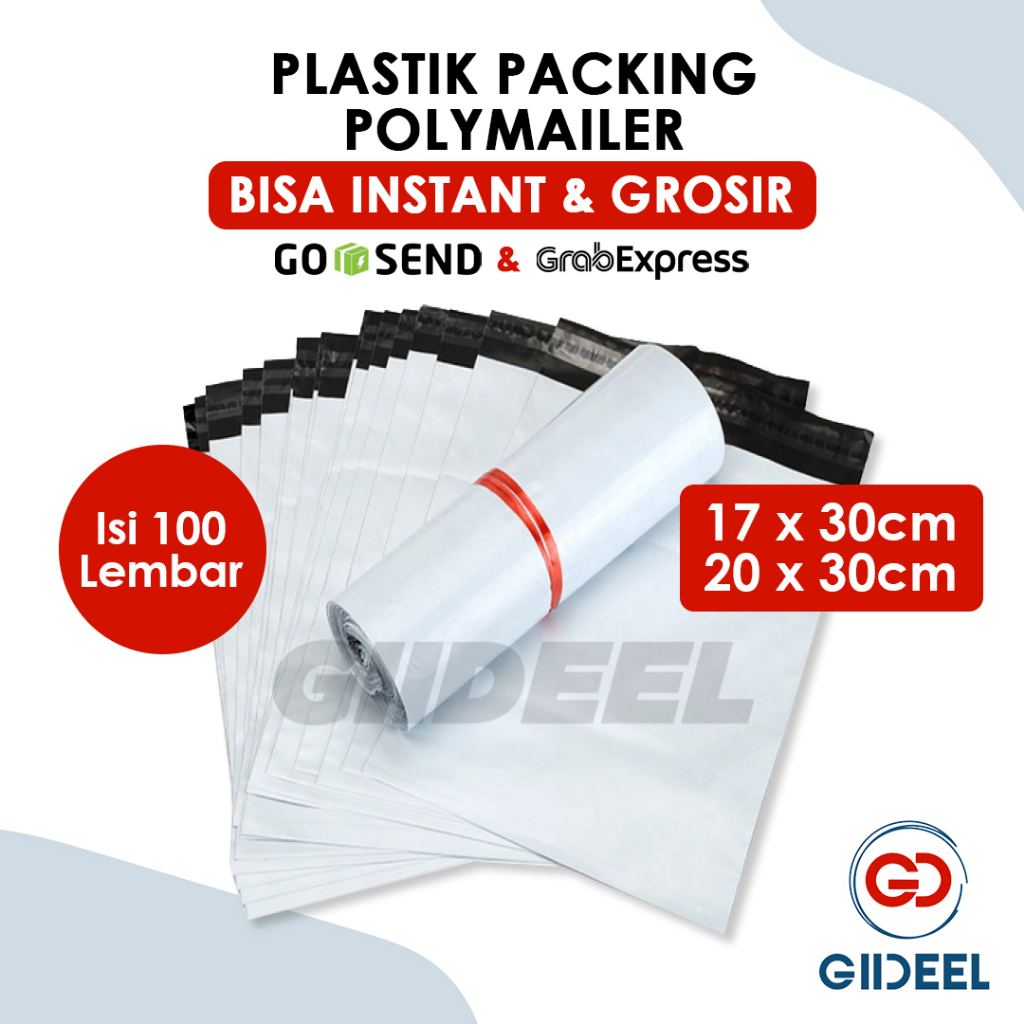 Jual GIIDEEL PLASTIK POLYMAILER IMPORT 17x30CM 20X30CM PUTIH ISI