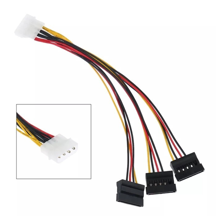 Jual Kabel Power Molex IDE 4pin Male To 3 Triple Sata Power 15pin