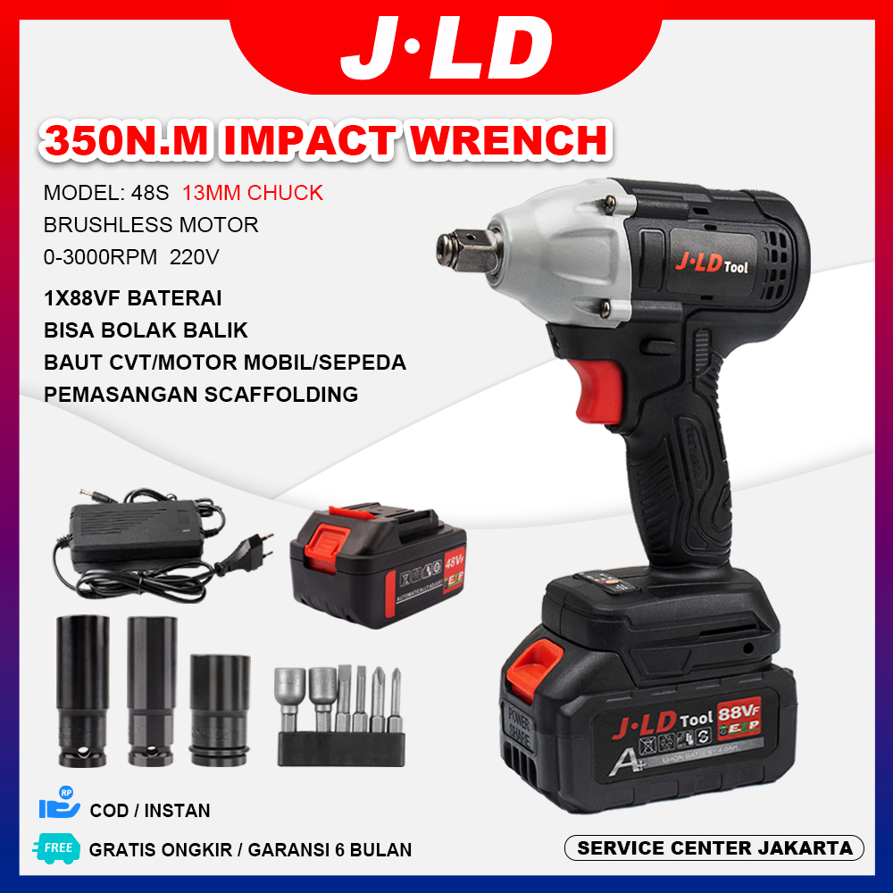 Jual JLD Cordless Impact Wrench 48S Brushless Impact Baterai Torsi