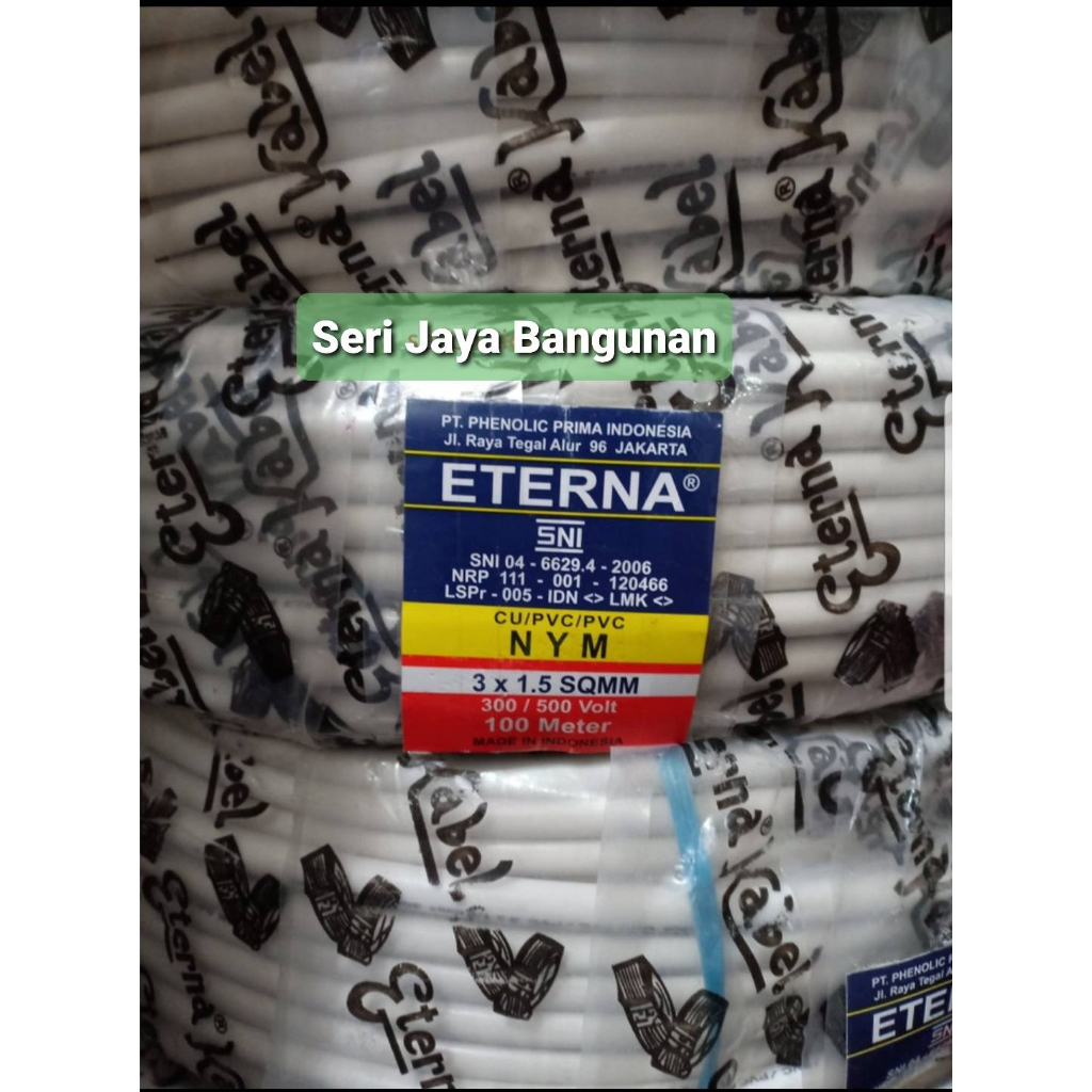 Jual Kabel Eterna 3x4 NYM Putih Kabel Kawat 3x4 1 Roll 50 Meter Isi 3 X