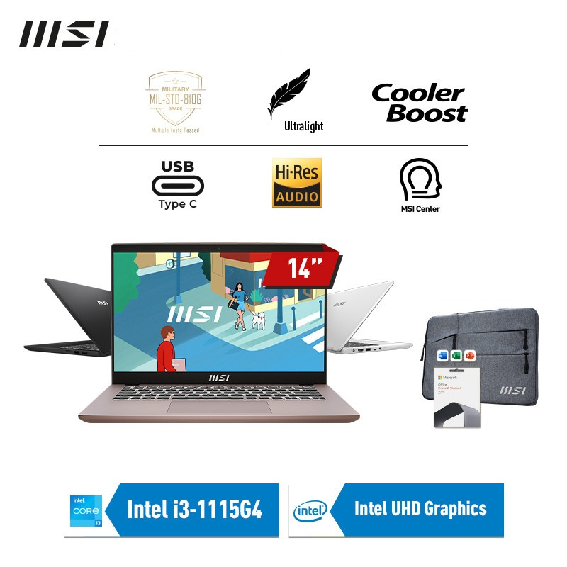 Jual MSI Modern 14 C11M Core I3 1115G4 8GB SSD 256GB 14 FHD W11 OHS