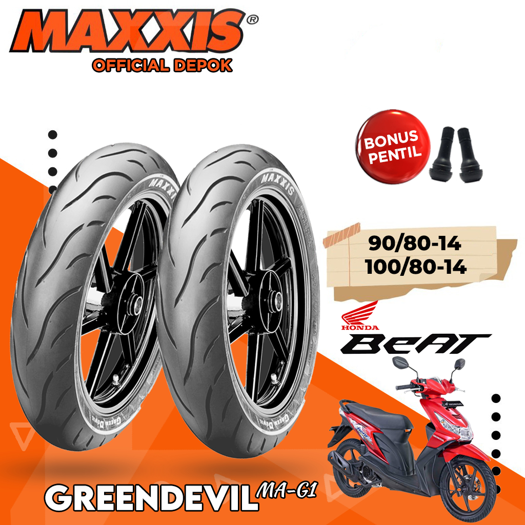 Jual Paket Ban Motor Matic MAXXIS GREENDEVIL 90 80 100 80 Ring 14