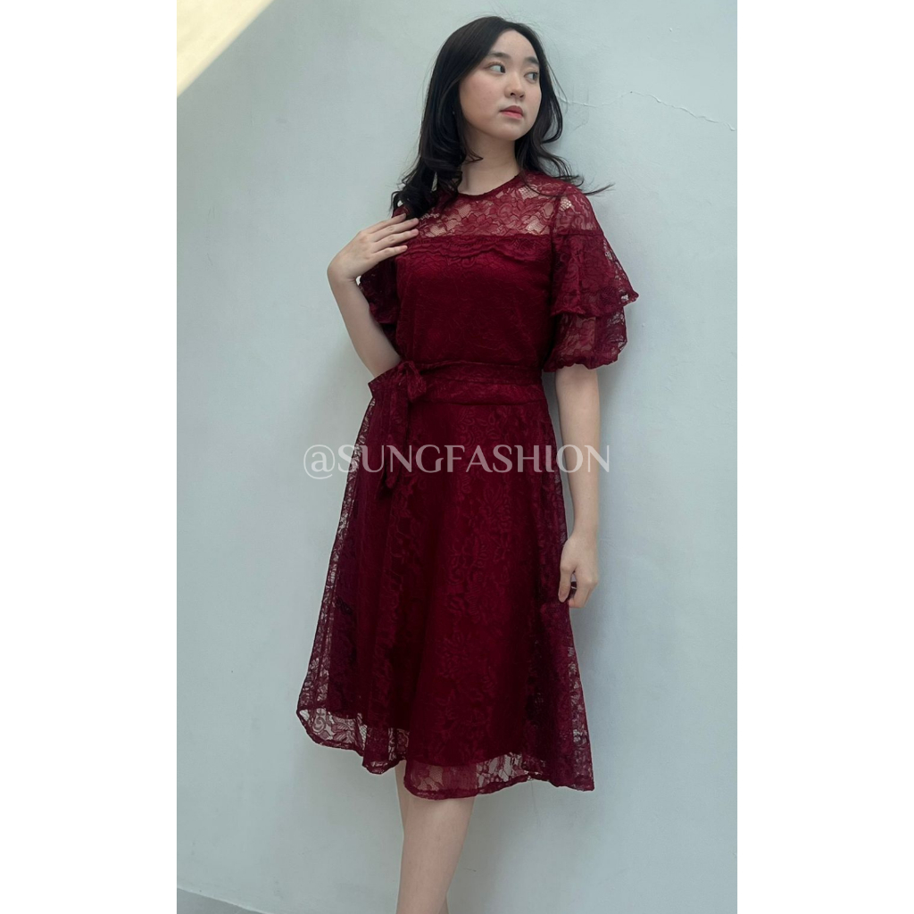 Jual S Dress Pesta Wanita Elegan Party Dress Brokat Premium Shopee