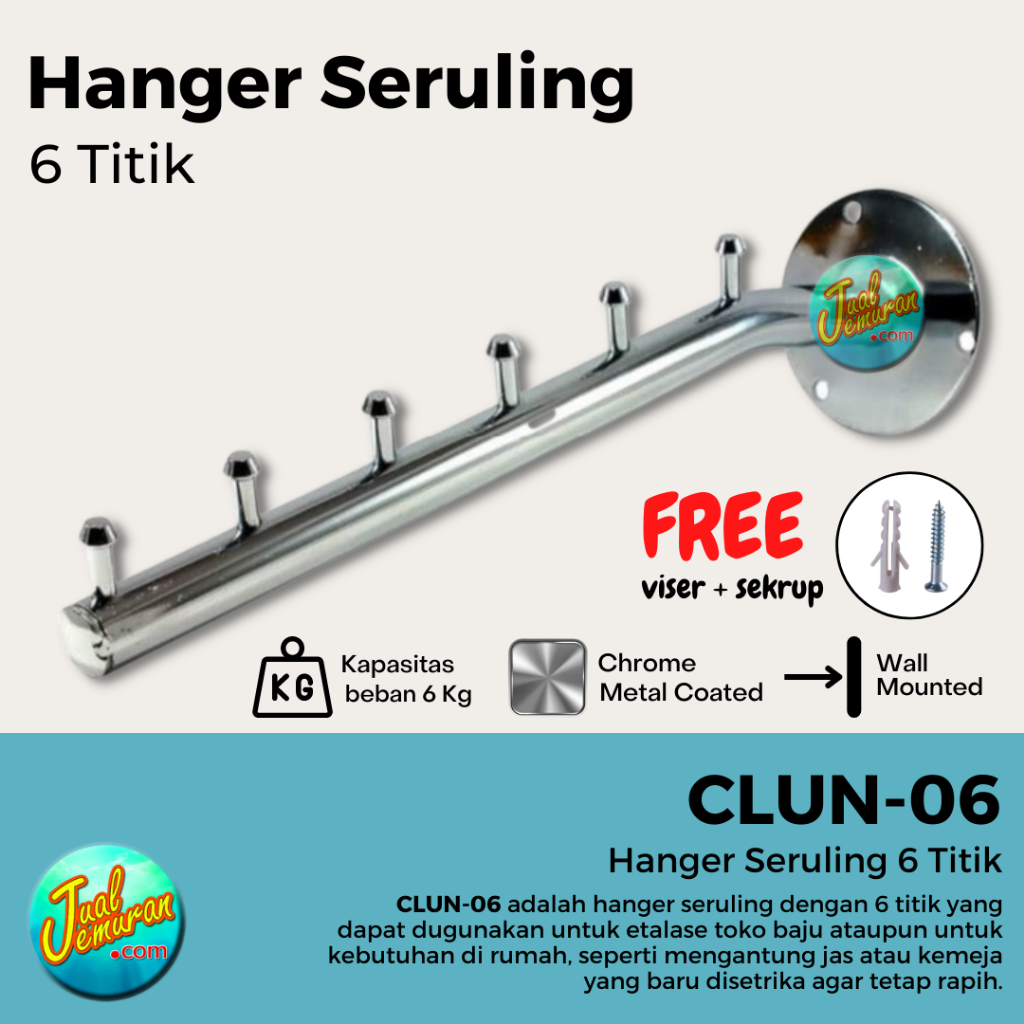 Jual Hanger Suling Tembok 6 Titik 9 Titik 12 Titik Tekuk Gantungan Baju