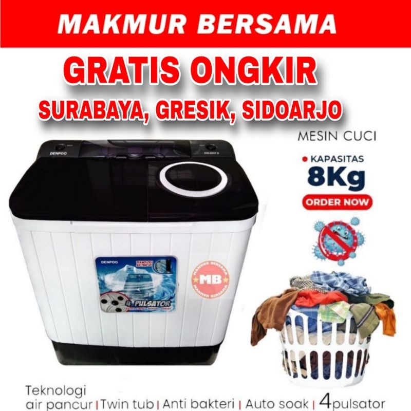 Jual PROMO MESIN CUCI 2 TABUNG DENPOO 8KG KIRIM KESELURUH INDONESIA