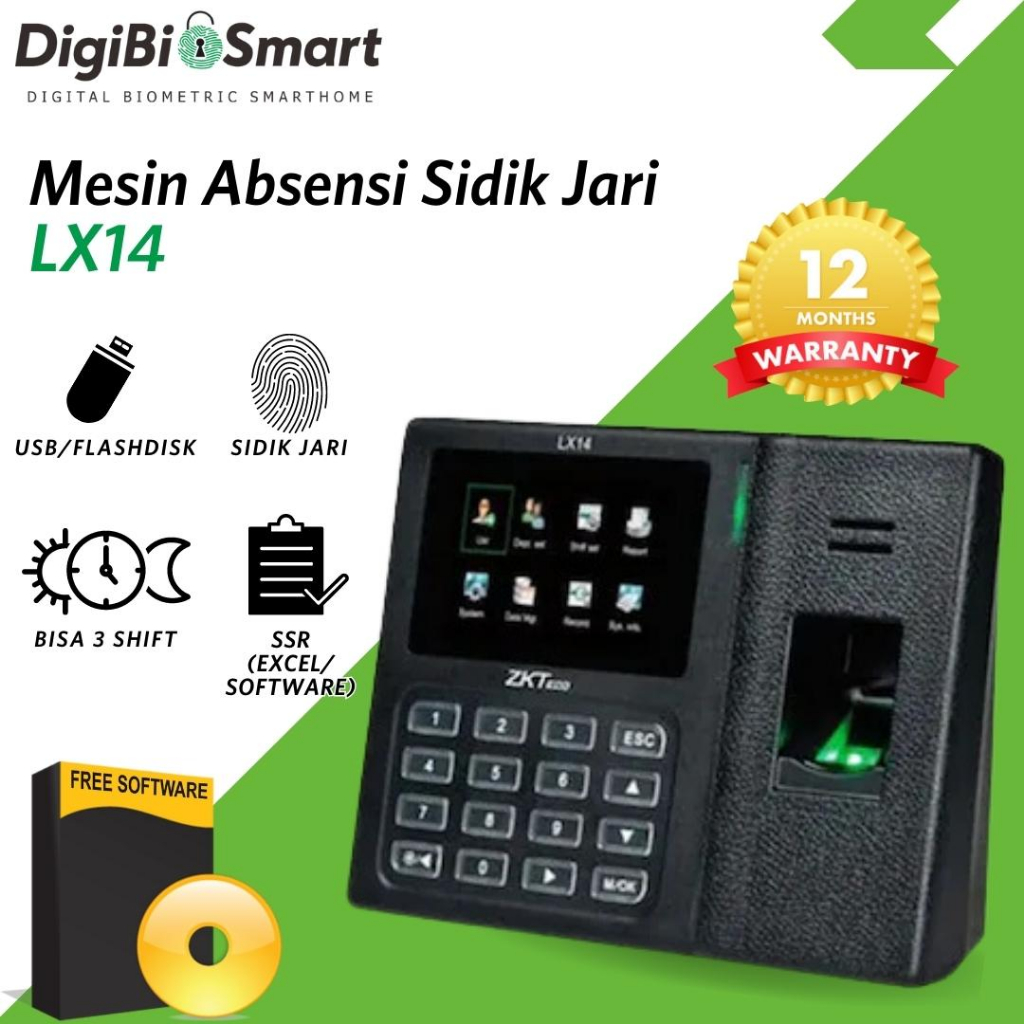 Jual Fingerprint Murah Mesin Absensi Sidik Jari LX14 ZKTeco SSR USB