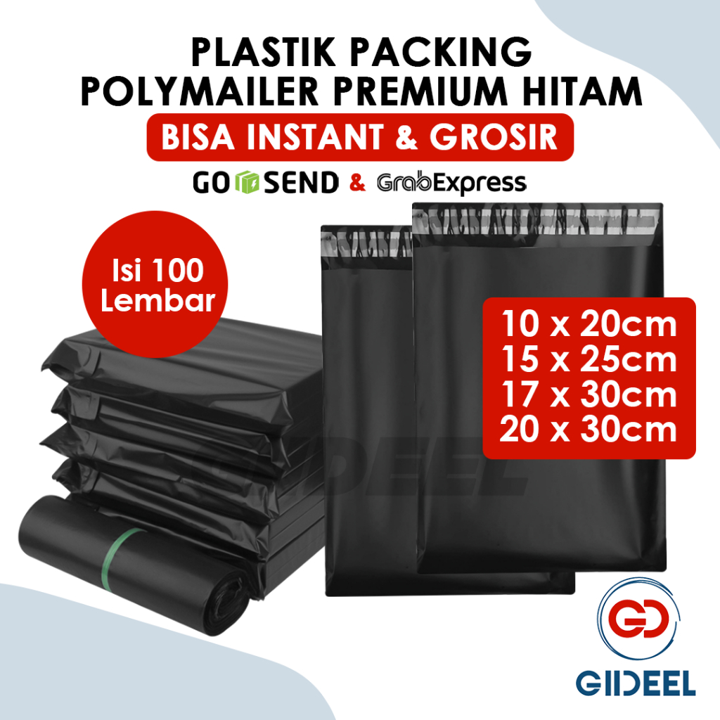 Jual GIIDEEL PLASTIK PACKING POLYMAILER PREMIUM HITAM 60 MICRON BISA