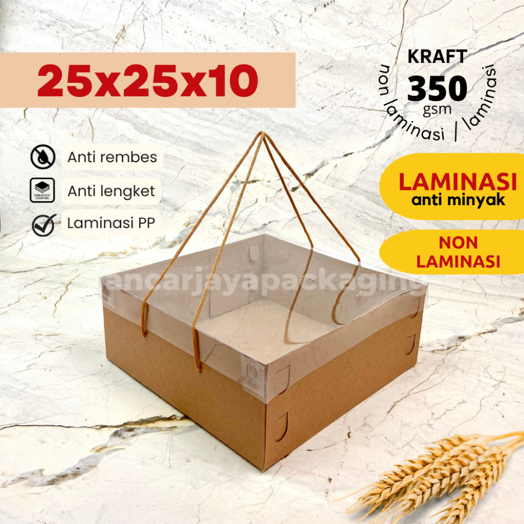 Jual Kraft Mika Tali Kotak Kue Tart Cake Roti Box Kemasan Hampers