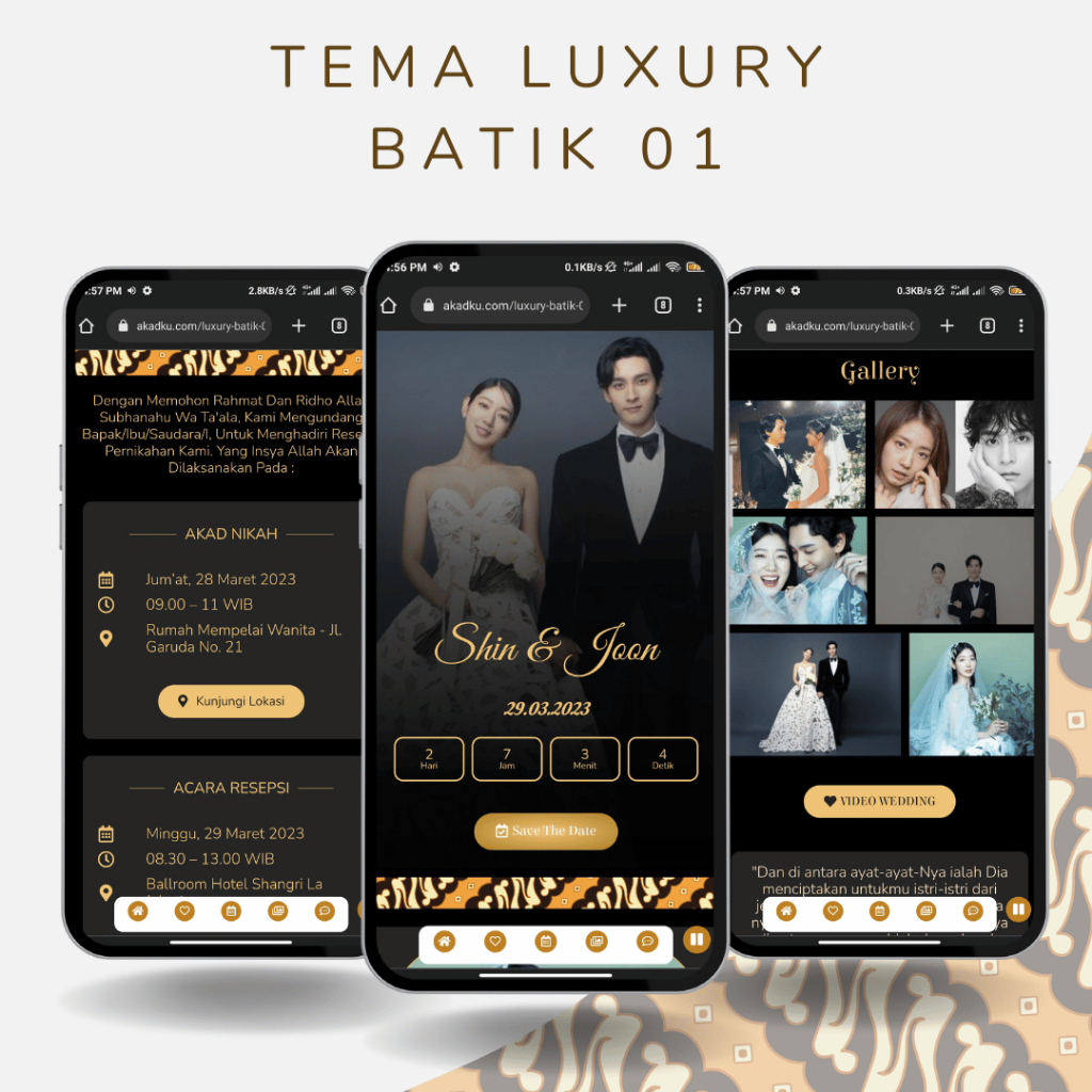 Jual Undangan Digital Pernikahan Website Tema Luxury Batik 01 Shopee